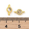 Brass Cubic Zirconia Flat Round Connector Charms KK-H204-02G-04-3