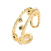 Rack Plating Brass Micro Pave Cubic Zirconia Open Cuff Rings for Women RJEW-U026-04G-01-2