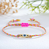Brass Enamel Evil Eye Beaded Braided Bracelets FU6663-1-1