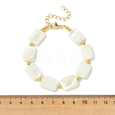 Natural Trochid Shell & Brass Beaded Bracelets for Women BJEW-JB13958-1