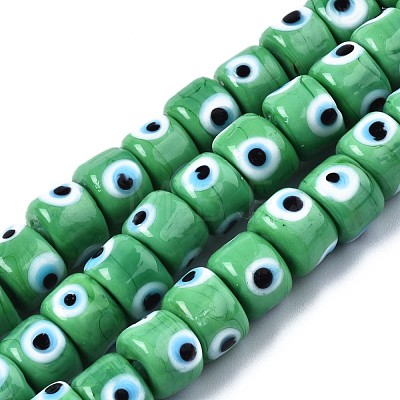 Handmade Evil Eye Lampwork Beads Strands LAMP-WH0006-05E-1