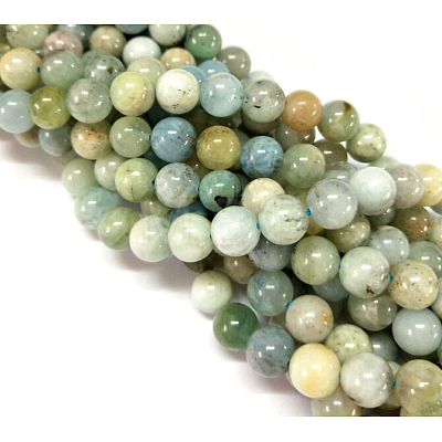 Natural Aquamarine Beads Strands G-P342-11-8mm-AB--1