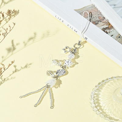 Glass & Alloy & Acrylic Mobile Straps HJEW-FS00002-1