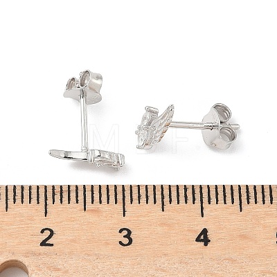 925 Sterling Silver Clear Cubic Zirconia Stud Earrings EJEW-Q032-01A-P-1