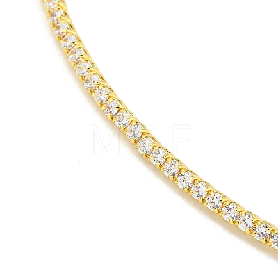 Rack Plating Brass Pave Clear Cubic Zirconia Round Ball Choker Necklaces NJEW-A031-02-02G-1