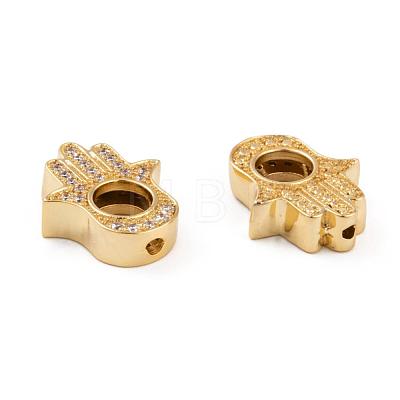 Long-Lasting Plated Brass Micro Pave Grade AAA Cubic Zirconia Bead Frame ZIRC-G090-51G-NR-1