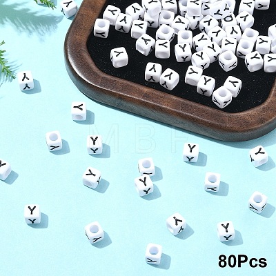 Acrylic Horizontal Hole Letter Beads OACR-YW0002-08Y-1