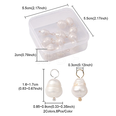 12Pcs 2 Colors Natural Cultured Freshwater Pearl Pendants FIND-YW0003-64-1