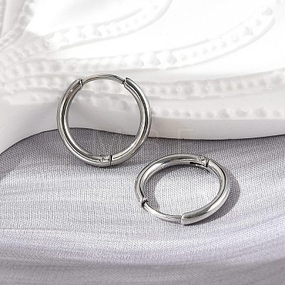Tarnish Resistant 304 Stainless Steel Huggie Hoop Earrings EJEW-G272-02-12mm-P-1