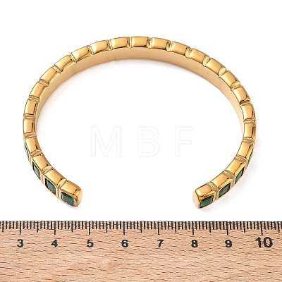 304 Stainless Steel & Cubic Zirconia Cuff Bangles for Women BJEW-T031-01C-1
