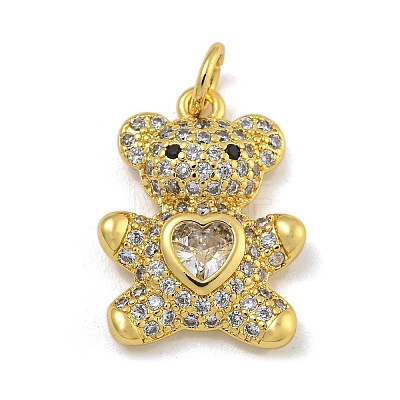 Rack Plating Brass Micro Pave Cubic Zirconia Pendants KK-I718-02B-G-1