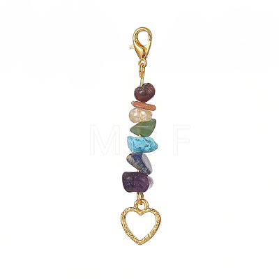 Natural Mixed Gemstone Chips Beaded Pendant Decoration HJEW-JM00923-1