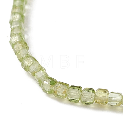 Natural Peridot Cube Beaded Stretch Bracelet for Women BJEW-JB08975-05-1