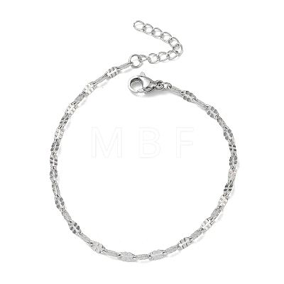 304 Stainless Steel Dapped Chains Bracelets for Women BJEW-D466-08C-P-1