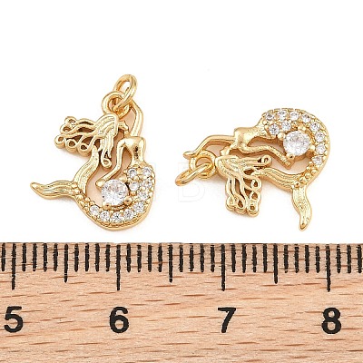 Brass Micro Pave Clear Cubic Zirconia Charms KK-Q085-04B-G-1