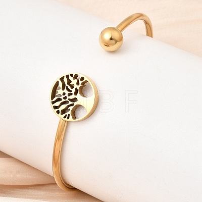 304 Stainless Steel Cuff Bangles for Women BJEW-D436-02G-1
