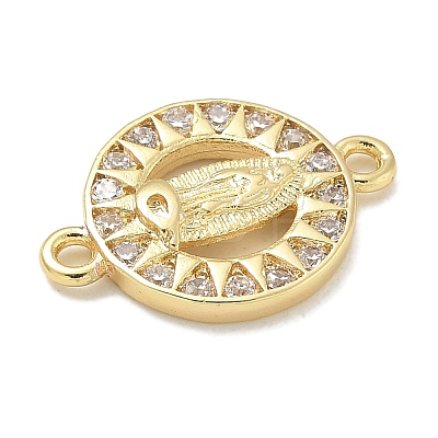 Rack Plating Brass Micro Pave Clear Cubic Zirconia Religion Virgin Mary Connector Charms KK-L224-094G-01-1