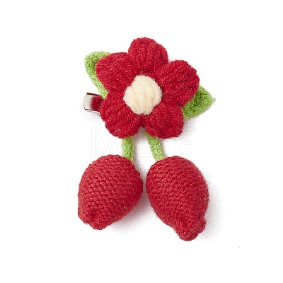 Handmade Crochet Cotton Flower Ornaments Pendant Brooches with Iron Brooch Base Settings for Women JEWB-BR00180-01-1