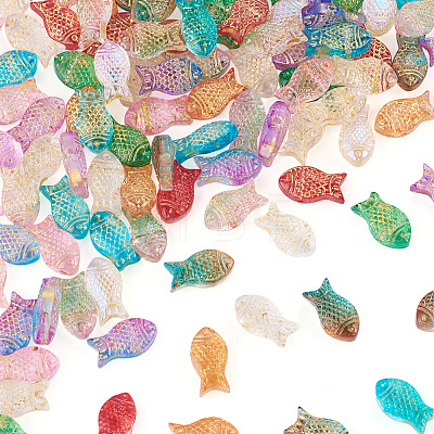110Pcs 11 Colors Baking Paint and Golden Metal Enlaced Glass Beads DGLA-TA0001-66-1