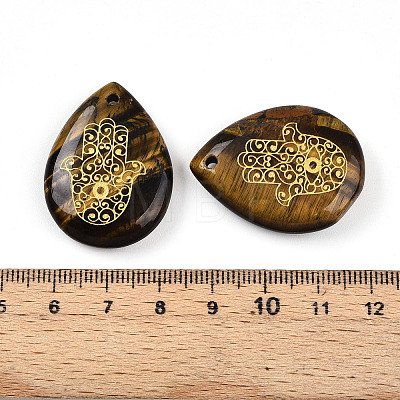 Natural Tiger Eye Pendants G-N345-05A-1