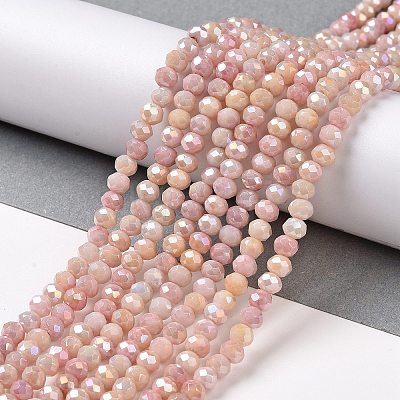 Faceted Electroplated Glass Beads Strands X-GLAA-C023-02-C10-1