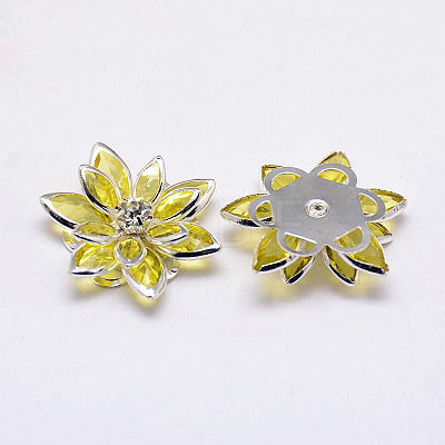 Acrylic Rhinestone Flower Flat Back Cabochons GACR-R016-16-1