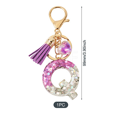 Alloy Resin Heart Keychains KEYC-TADJ0002-01G-Q-1