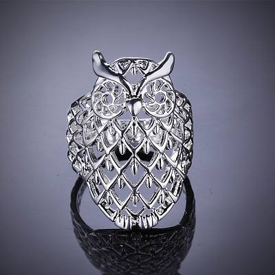 Fashion Style Brass Owl Hollow Metal Rings RJEW-EE0001-087-F-1