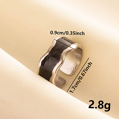 Fashionable 304 Stainless Steel Enamel Cuff Ring PQ9048-1-1