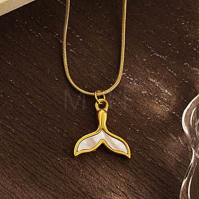 Stylish Stainless Steel Whal Fish Tail Pendant Necklaces for Women's Daily Wear XF5150-2-1