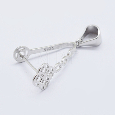 Anti-Tarnish Rhodium Plated 925 Sterling Silver Micro Pave Cubic Zirconia Pendant Bails X-STER-E054-13P-1