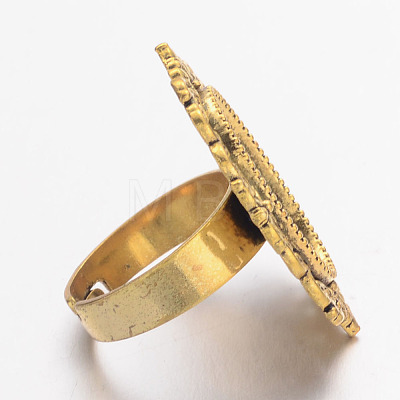 Vintage Adjustable Iron Finger Ring Components Alloy Cabochon Bezel Settings X-PALLOY-Q300-09AG-NR-1