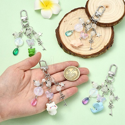 Glass & Resin & Alloy Pendant Decorations HJEW-YW00408-01-1