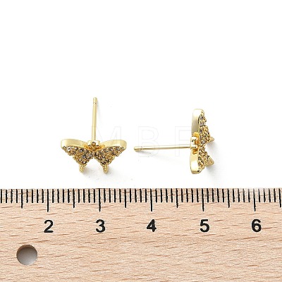 Brass Micro Pave Clear Cubic Zirconia Stud Earrings EJEW-A128-01G-1