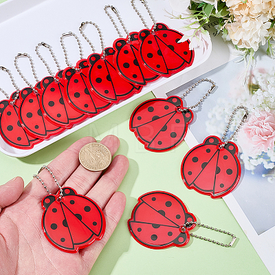 11Pcs PVC Plastic Ladybug Pendant Decorations HJEW-SC0003-22-1