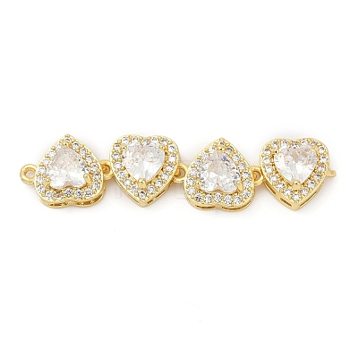 Brass Micro Pave Clear Cubic Zirconia Connector Charms KK-G526-17G-1