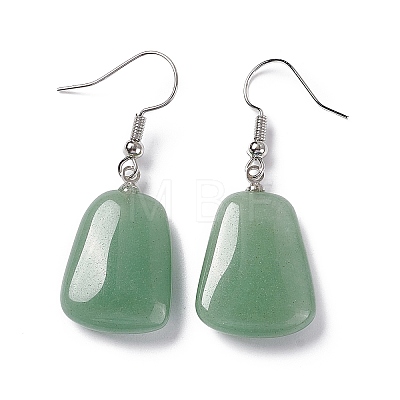 Natural Green Aventurine Trapezoid Dangle Earrings EJEW-D188-02P-06-1
