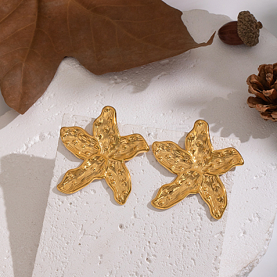 304 Stainless Steel Starfish Stud Earrings FR8971-1