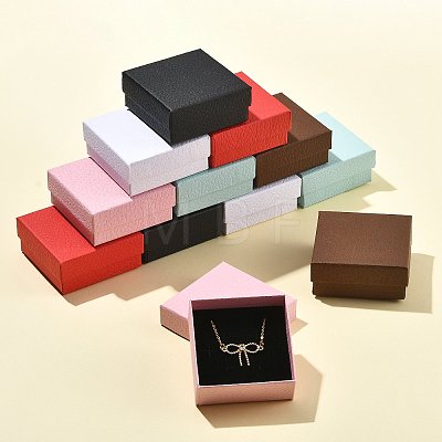 12Pcs 6 Colors Square Cardboard Necklace Boxes CBOX-FS0001-11-1