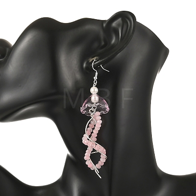Dyed Natural Malaysia Jade Jellyfish Dangle Earrings for Women EJEW-JE07484-1