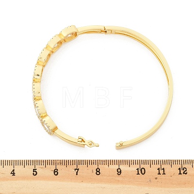 Brass Micro Pave Clear Cubic Zirconia Hinged Bangles for Women BJEW-K274-01G-1