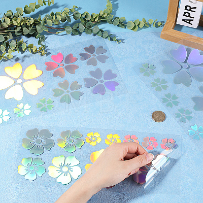 Gorgecraft 4 Sheets 2 Styles Flower PVC Waterproof Car Stickers DIY-GF0008-94C-1