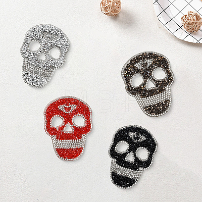 8Pcs 4 Styles Skull Hotfix Rhinestone (Hot Melt Adhesive On The Back) DIY-GF0014-21-1
