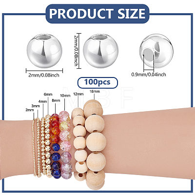 100Pcs 925 Sterling Silver Beads STER-PH0003-61B-1