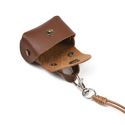 Mini PU Leather Headphone Bag Hanging Neck Pouches NJEW-G198-01A-1