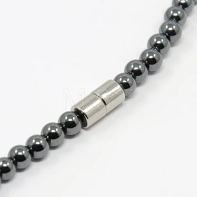 Non-Magnetic Synthetic Hematite Beaded Necklaces NJEW-P066-03-1