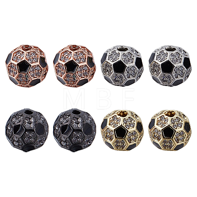 8Pcs 4 Colors Brass Micro Pave Cubic Zirconia Beads KK-ME0004-21-1
