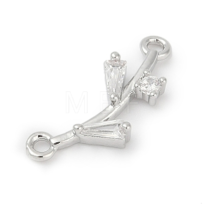 Brass Clear Cubic Zirconia Connector Charms KK-Z094-06P-02-1