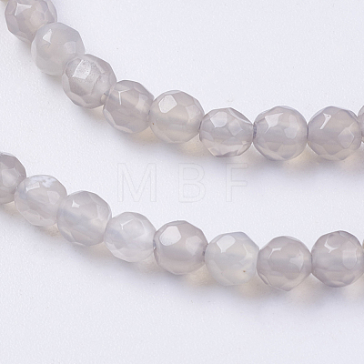 Natural Grey Agate Beads Strands G-G580-4mm-08-1
