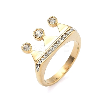 304 Stainless Steel Micro Pave Cubic Zirconia Finger Rings for Women RJEW-F205-01F-G-1